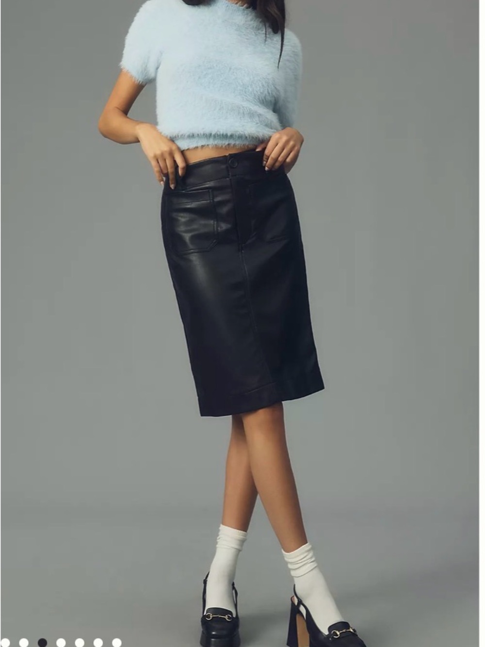 Anthropologie Maeve the colette faux leather midi skirt